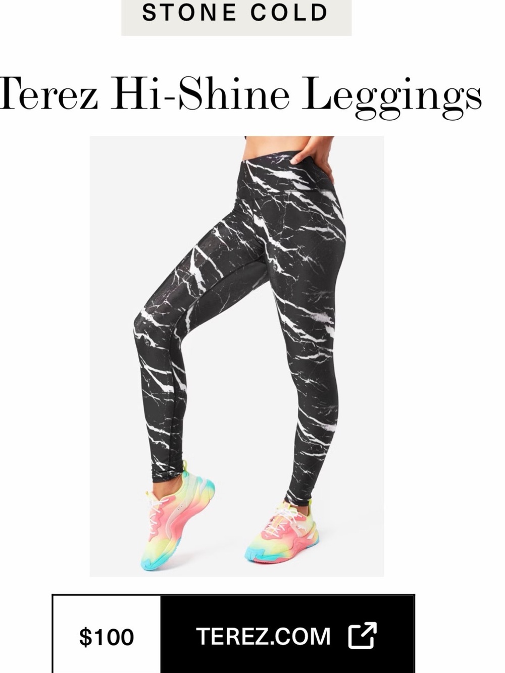 Terez Black and White Marble-Print Kids Leggings